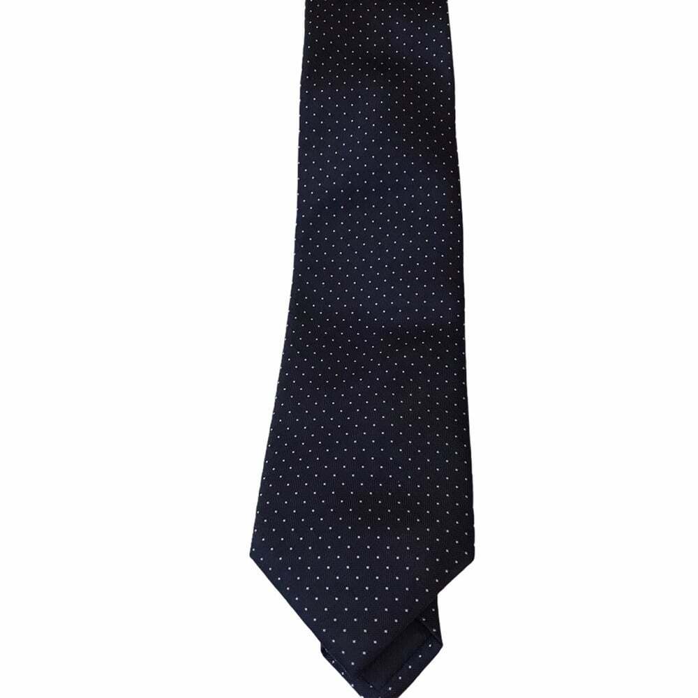 Charles Tyrwhitt Oxted Navy & White Pindot Hand Finished 100% Silk Tie